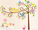 Owl Friends on the Lovely Tree Children Vinyl Wall Decals Nursery Sticker